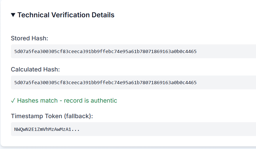 Hash Verification Details