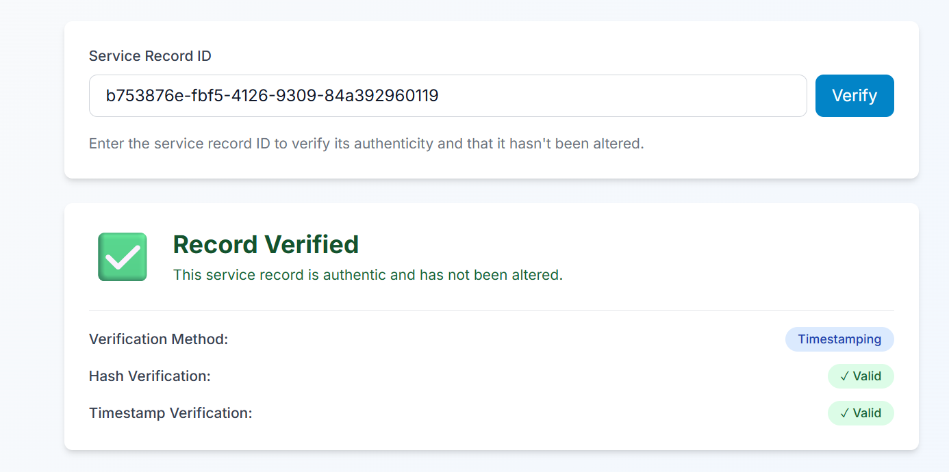 Verify Service Record